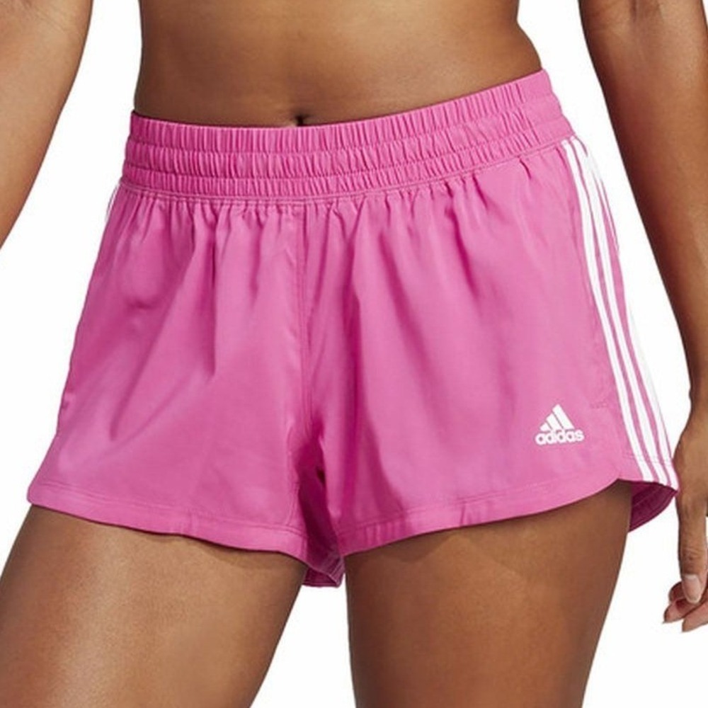 Adidas Pacer 3 Stripes Woven Shorts Womens XL Lucid Fuchsia/White NWT